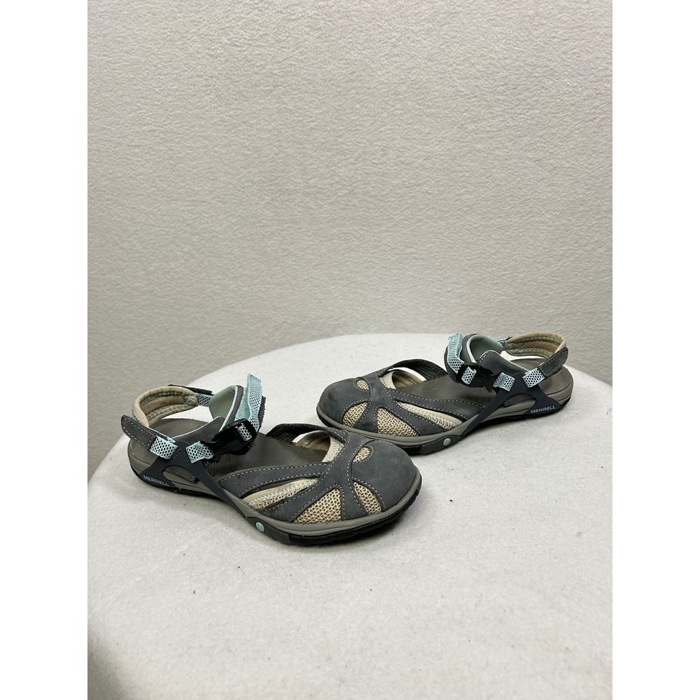 Merrell Siren Wrap Q2‎ Sandals Womens 6 Grey Blue Hiking Athletic Shoes